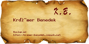 Krámer Benedek névjegykártya